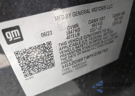 2023 Chevrolet Malibu Fwd 1Lt from USA, damaged, VIN 1G1ZD5ST8PF238792